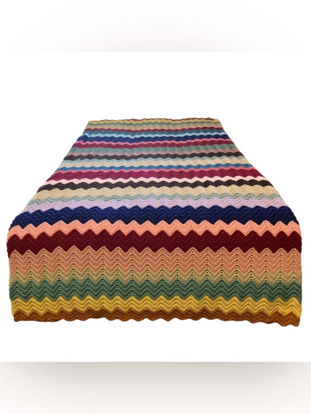 Multicolored Chevron Crochet Large Throw Blanket